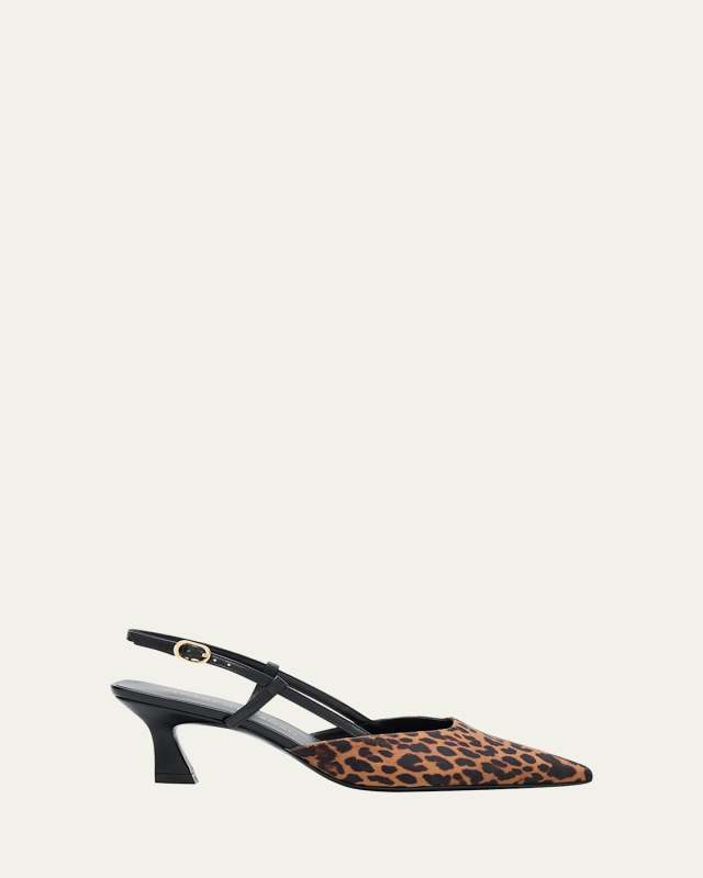 Vinnie Leopard Kitten Slingback Pumps